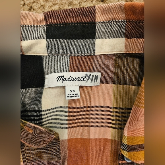 Madewell Classic Ex-Boyfriend Shirt in Coral Seconda Plaid, Size XS - Picture 6 of 10